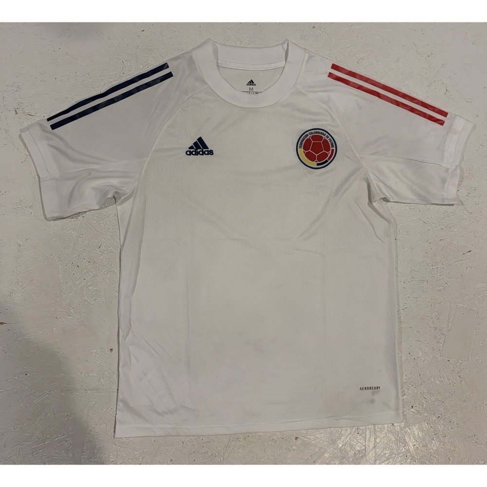 Adidas Colombia 2018 Training Soccer Jersey Mens M White Aeroready World Cup